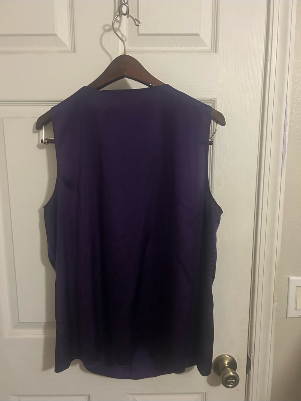 White House Black Market Purple Ruffle V-Neck Sleeveless Camisole - Picture 2 of 3
